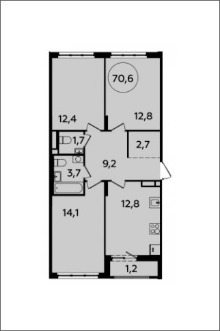 3-комнатная квартира с полной отделкой, 70.6 м2, 8 этаж, сдача 2 квартал 2024 г., ЖК Испанские кварталы, корпус 8.1 - объявление 1633405 - фото №1