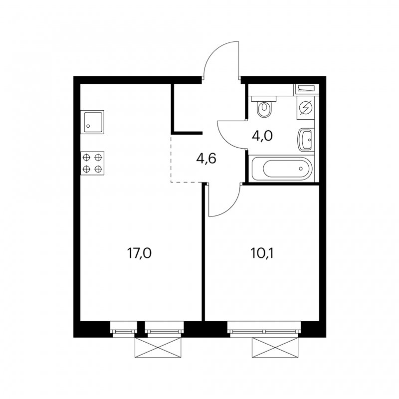 1-комнатная квартира с полной отделкой, 35.2 м2, 25 этаж, дом сдан, ЖК Кузьминский лес, корпус 3-4 - объявление 1745252 - фото №1