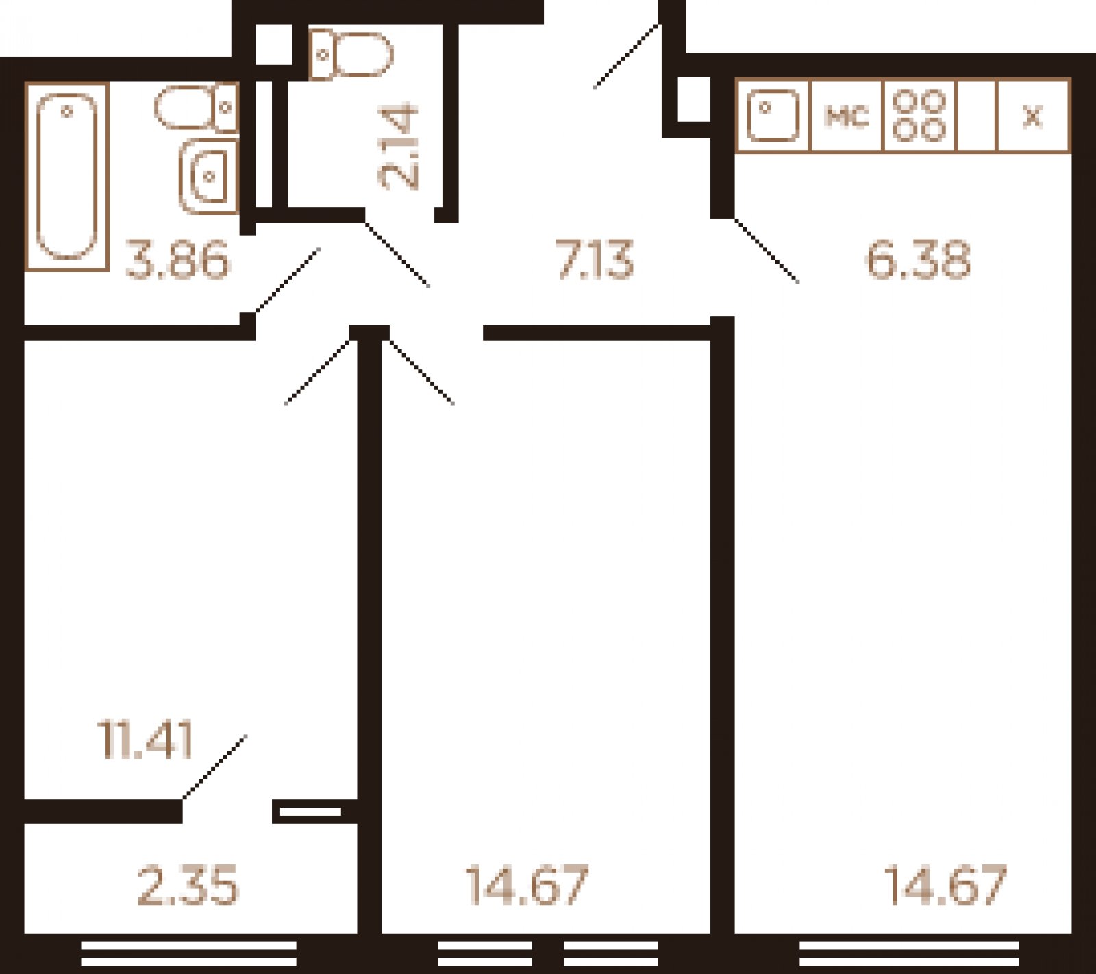 3-комнатная квартира без отделки, 62 м2, 4 этаж, дом сдан, ЖК Миниполис Рафинад, корпус 9 - объявление 2008728 - фото №1