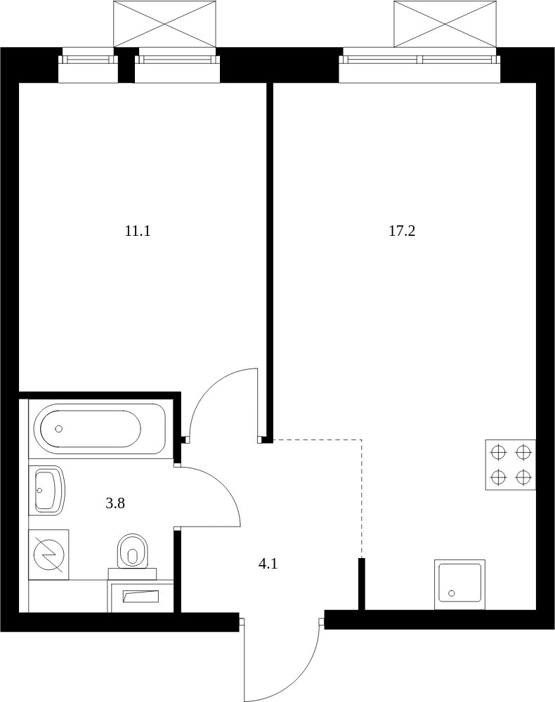 1-комнатная квартира с полной отделкой, 36.2 м2, 5 этаж, сдача 2 квартал 2023 г., ЖК Второй Нагатинский, корпус 3 - объявление 1978016 - фото №1