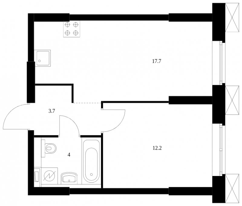 1-комнатные апартаменты с полной отделкой, 37.6 м2, 27 этаж, сдача 2 квартал 2023 г., ЖК Волоколамское 24, корпус 3 - объявление 1689374 - фото №1