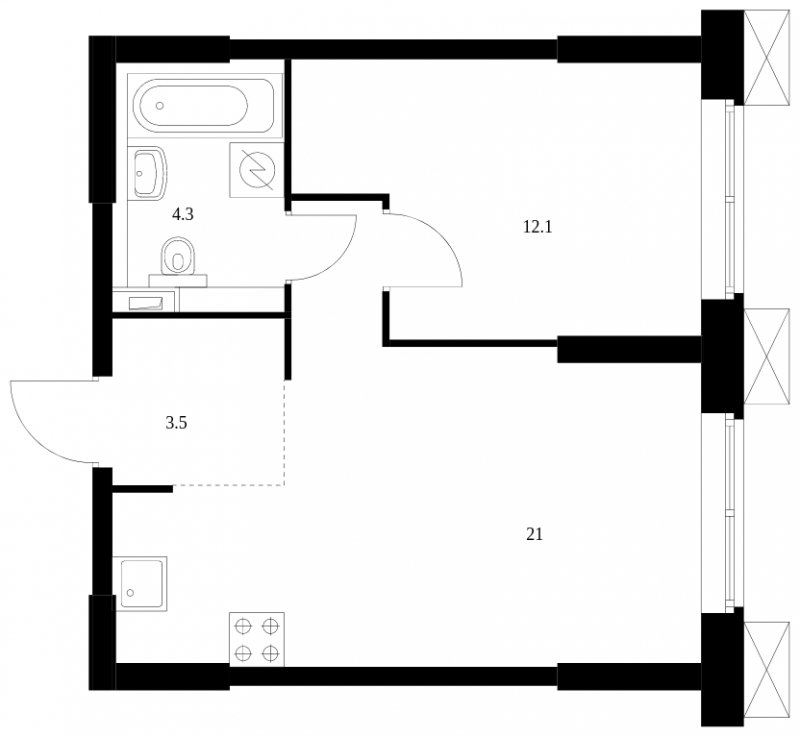 1-комнатные апартаменты с полной отделкой, 40.9 м2, 16 этаж, сдача 2 квартал 2023 г., ЖК Волоколамское 24, корпус 3 - объявление 1775496 - фото №1