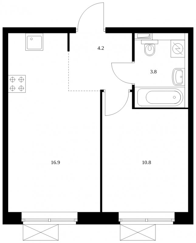 1-комнатная квартира с полной отделкой, 35.7 м2, 16 этаж, сдача 4 квартал 2023 г., ЖК Восточное Бутово, корпус 15 - объявление 1687611 - фото №1