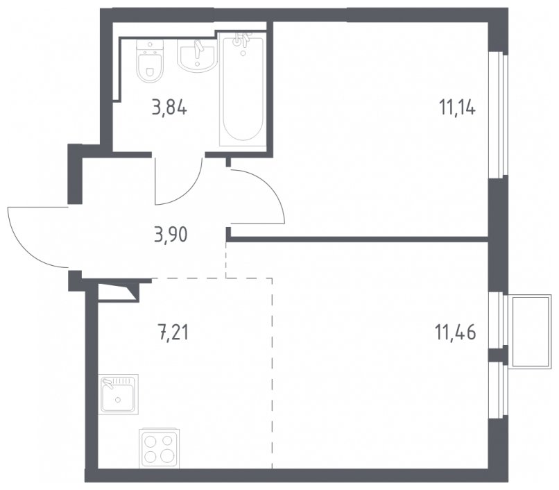 2-комнатная квартира (евро) с полной отделкой, 37.55 м2, 10 этаж, сдача 4 квартал 2024 г., ЖК Остафьево, корпус 15 - объявление 1953297 - фото №1