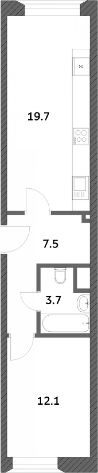 2-комнатная квартира без отделки, 56.02 м2, 2 этаж, сдача 4 квартал 2023 г., ЖК Городские истории, корпус 1 - объявление 2019531 - фото №1
