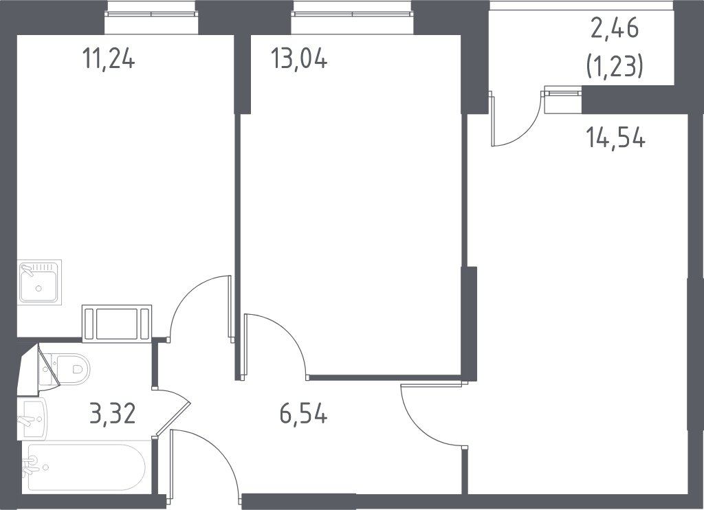 2-комнатная квартира с полной отделкой, 49.5 м2, 14 этаж, дом сдан, ЖК Пригород Лесное, корпус 61 - объявление 1986417 - фото №1