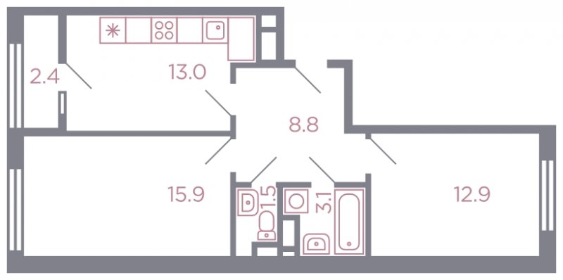 2-комнатная квартира с полной отделкой, 56 м2, 7 этаж, дом сдан, ЖК Миниполис Серебрица, корпус 5 - объявление 1585878 - фото №1