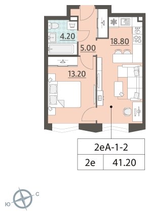 1-комнатная квартира 2 м2, 2 этаж, сдача 4 квартал 2023 г., ЖК ЗИЛАРТ, корпус 14 - объявление 1691736 - фото №1