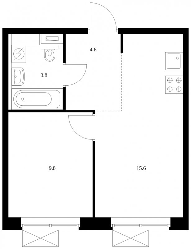 1-комнатная квартира с полной отделкой, 33.8 м2, 11 этаж, сдача 2 квартал 2023 г., ЖК Мещерский лес, корпус 8.1 - объявление 1757870 - фото №1