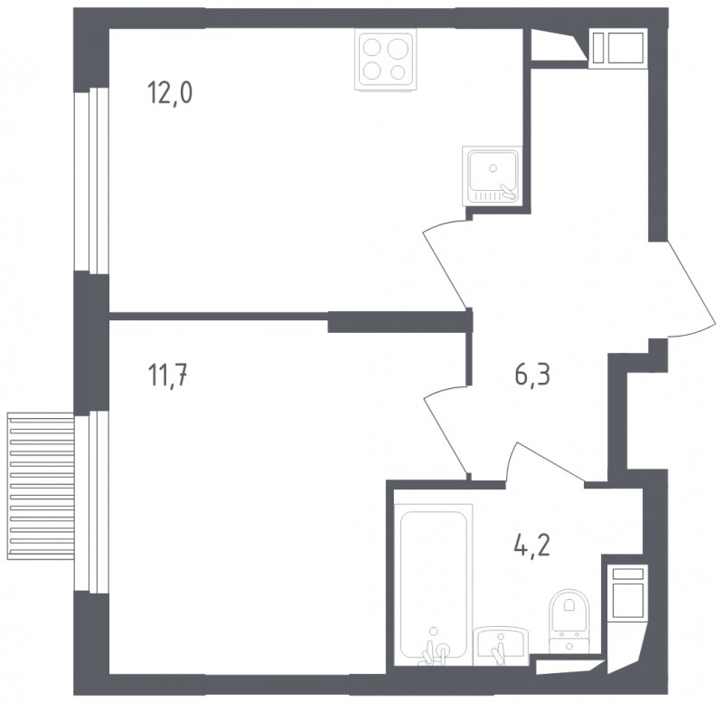 1-комнатная квартира с полной отделкой, 34.2 м2, 2 этаж, сдача 2 квартал 2024 г., ЖК Мытищи Парк, корпус 3 - объявление 1822045 - фото №1