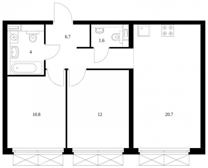2-комнатная квартира с полной отделкой, 55.4 м2, 2 этаж, сдача 3 квартал 2023 г., ЖК Западный порт, корпус 2.2.2 - объявление 1782890 - фото №1