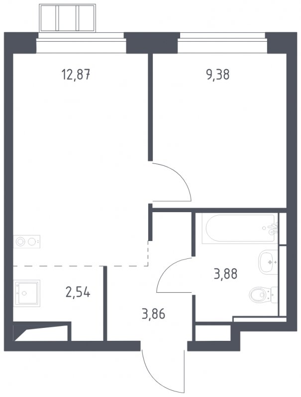 2-комнатная квартира (евро) с полной отделкой, 32.53 м2, 2 этаж, сдача 1 квартал 2025 г., ЖК Алхимово, корпус 11 - объявление 1906323 - фото №1