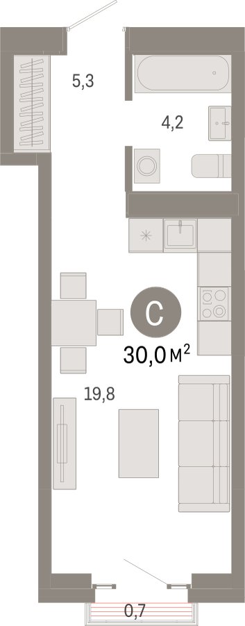 Студия 30 м2, 29 этаж, сдача 3 квартал 2026 г., ЖК Квартал Метроном, корпус 1 - объявление 2431695 - фото №1