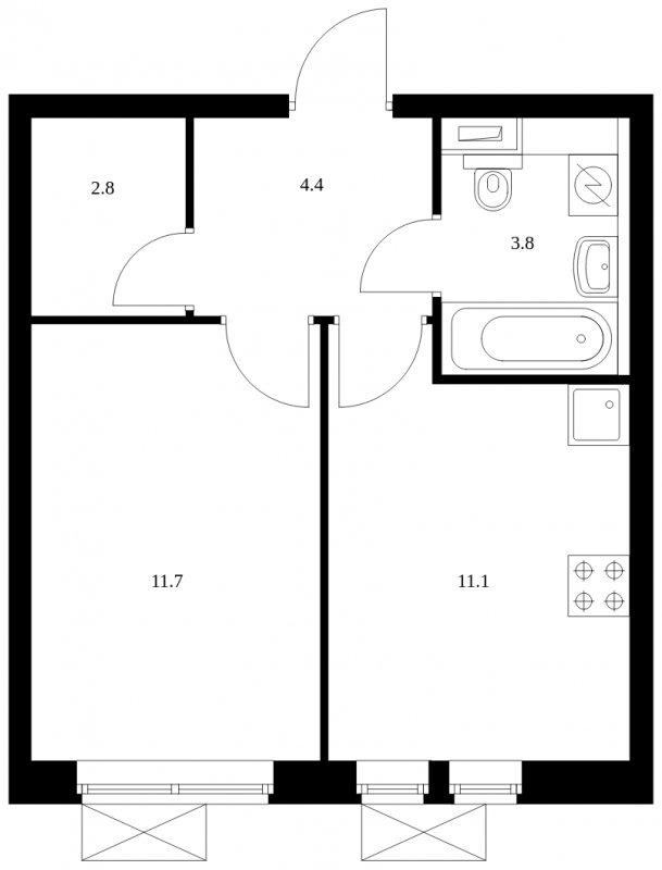 1-комнатная квартира с полной отделкой, 33.8 м2, 23 этаж, сдача 4 квартал 2023 г., ЖК Второй Нагатинский, корпус 4 - объявление 1583684 - фото №1