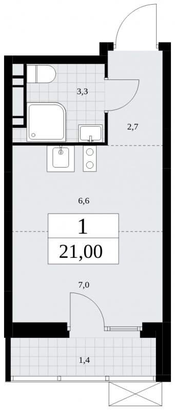 1-комнатная квартира с полной отделкой, 21 м2, 5 этаж, сдача 4 квартал 2024 г., ЖК Скандинавия, корпус 35.1.4 - объявление 1779692 - фото №1