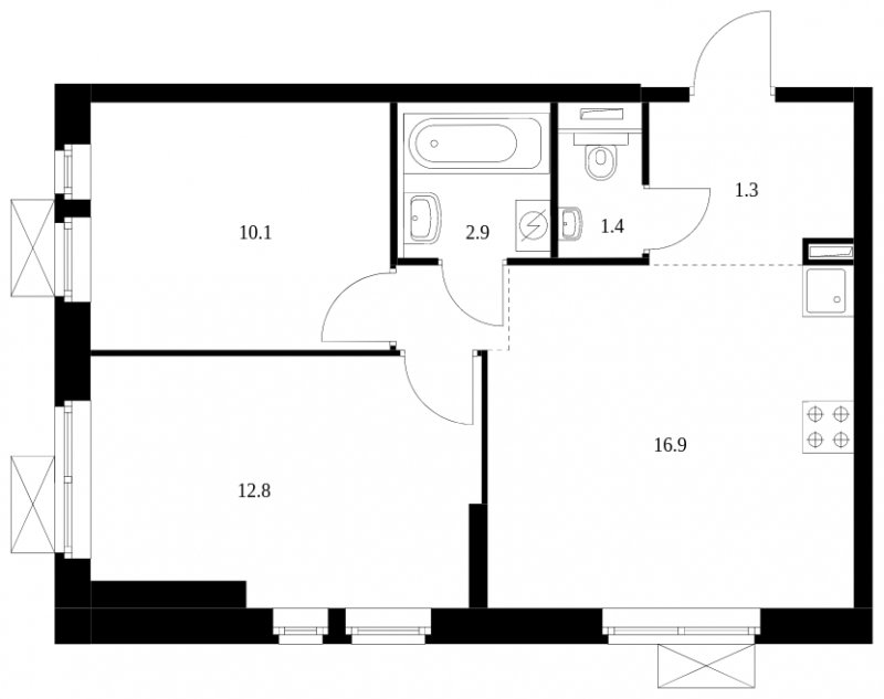 2-комнатная квартира с полной отделкой, 49.8 м2, 29 этаж, сдача 4 квартал 2023 г., ЖК Перовское 2, корпус 2.2 - объявление 1689533 - фото №1