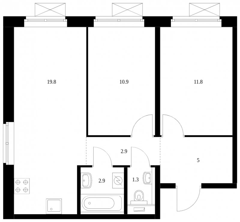 2-комнатная квартира с полной отделкой, 54.6 м2, 2 этаж, сдача 3 квартал 2023 г., ЖК Кольская 8, корпус 1 - объявление 1536929 - фото №1
