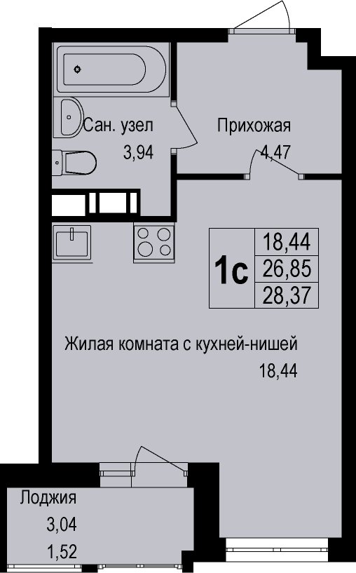 1-комнатная квартира без отделки, 35.5 м2, 8 этаж, дом сдан, ЖК Новая Щербинка, корпус 12 - объявление 2079098 - фото №1