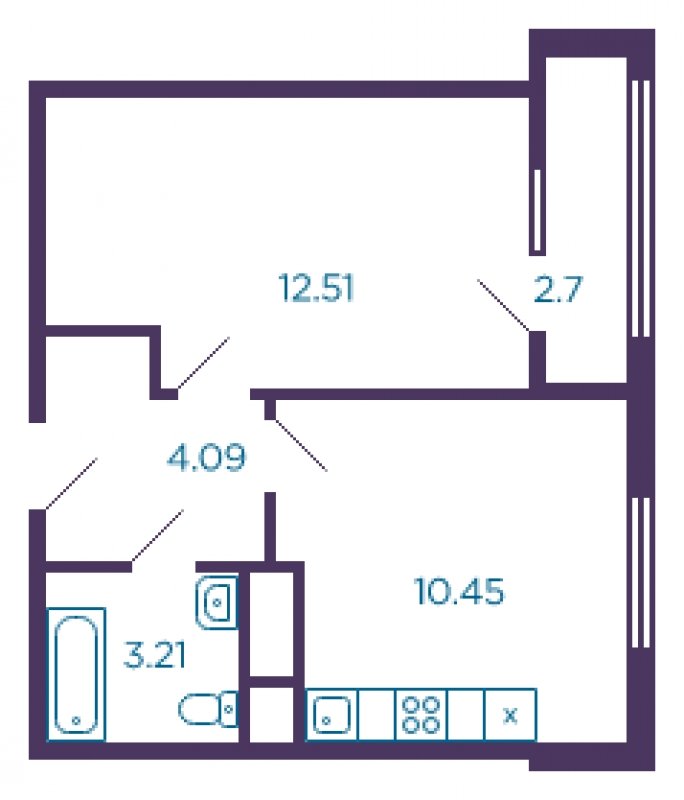 2-комнатная квартира с полной отделкой, 31.61 м2, 4 этаж, дом сдан, ЖК Миниполис Дивное, корпус 1 - объявление 1806083 - фото №1