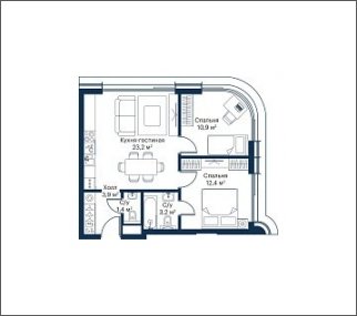 2-комнатная квартира с частичной отделкой, 55 м2, 50 этаж, сдача 4 квартал 2023 г., ЖК City Bay, корпус Atlantic Ocean 1 - объявление 1934795 - фото №1