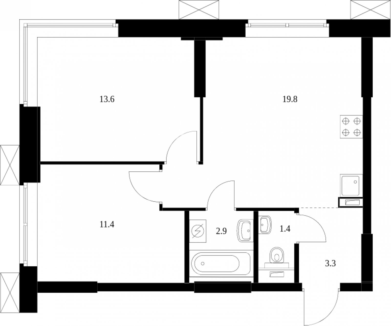 2-комнатные апартаменты с полной отделкой, 52.5 м2, 17 этаж, сдача 2 квартал 2023 г., ЖК Волоколамское 24, корпус 3 - объявление 2012662 - фото №1