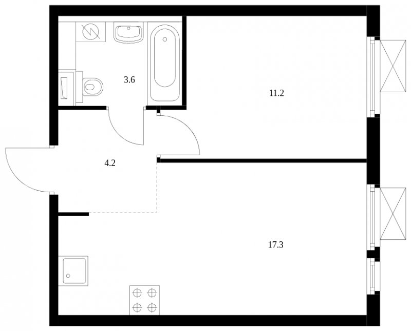 1-комнатная квартира с полной отделкой, 36.3 м2, 22 этаж, сдача 2 квартал 2024 г., ЖК Митинский лес, корпус 1.3 - объявление 1772431 - фото №1