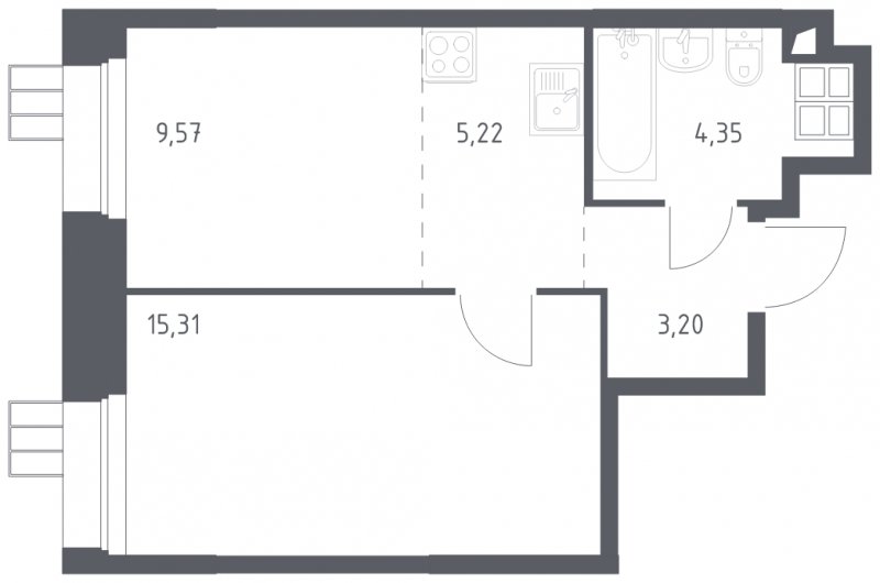 2-комнатная квартира с полной отделкой, 37.65 м2, 6 этаж, сдача 1 квартал 2023 г., ЖК Тропарево Парк, корпус 1.3 - объявление 1753675 - фото №1