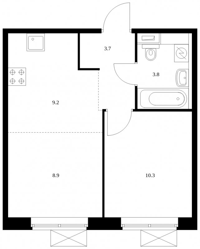 2-комнатная квартира с полной отделкой, 35.9 м2, 2 этаж, сдача 3 квартал 2023 г., ЖК Ильинские Луга, корпус 14 - объявление 1685755 - фото №1