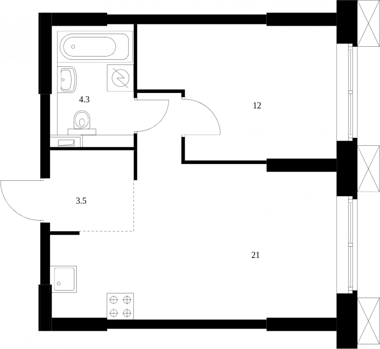 1-комнатные апартаменты с полной отделкой, 40.1 м2, 2 этаж, сдача 2 квартал 2023 г., ЖК Волоколамское 24, корпус 3 - объявление 2008358 - фото №1