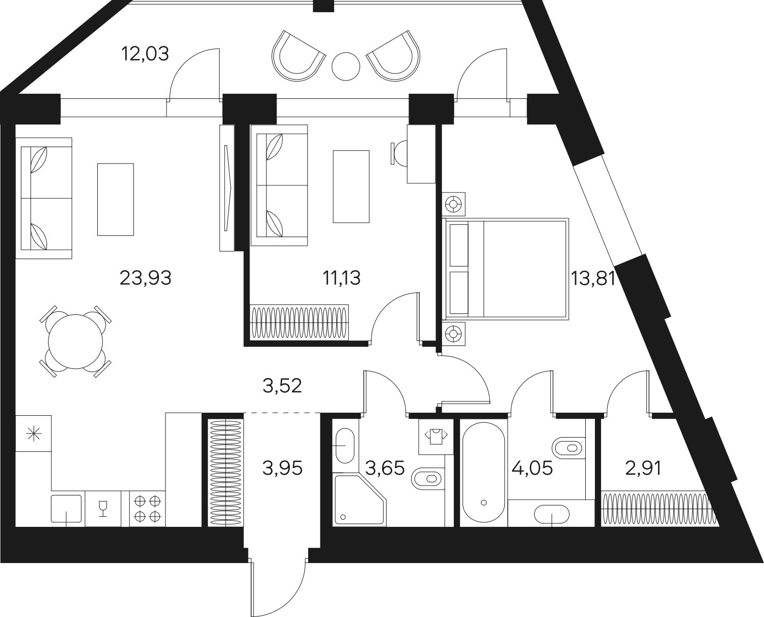 2-комнатная квартира без отделки, 72.97 м2, 6 этаж, сдача 4 квартал 2024 г., ЖК FØRST, корпус 2 - объявление 2358251 - фото №1