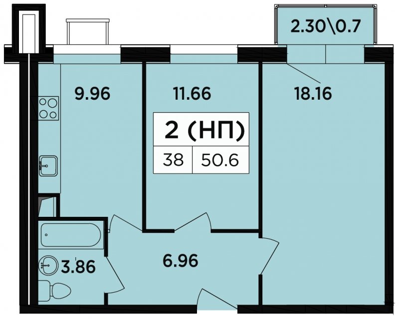 2-комнатные апартаменты 50.6 м2, 4 этаж, дом сдан, ЖК Легендарный Квартал на Березовой  аллее, корпус 5 - объявление 1807045 - фото №1