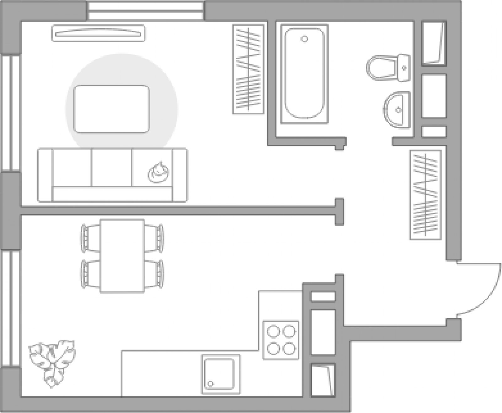 1-комнатная квартира без отделки, 31.6 м2, 2 этаж, сдача 2 квартал 2023 г., ЖК Инновация, корпус 5 - объявление 2028545 - фото №1