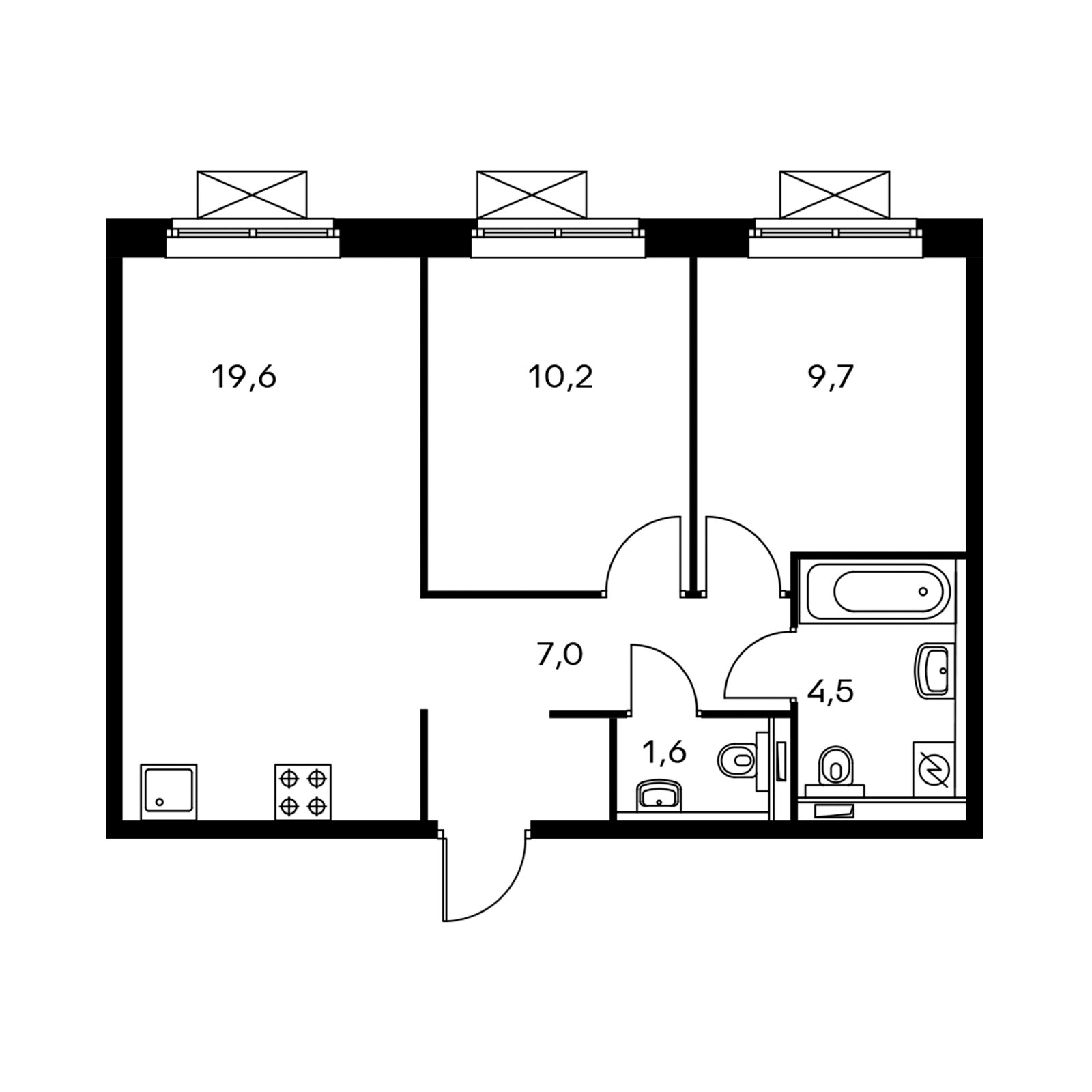 2-комнатная квартира с полной отделкой, 52.2 м2, 24 этаж, дом сдан, ЖК Мякинино парк, корпус 2.1 - объявление 2296064 - фото №1
