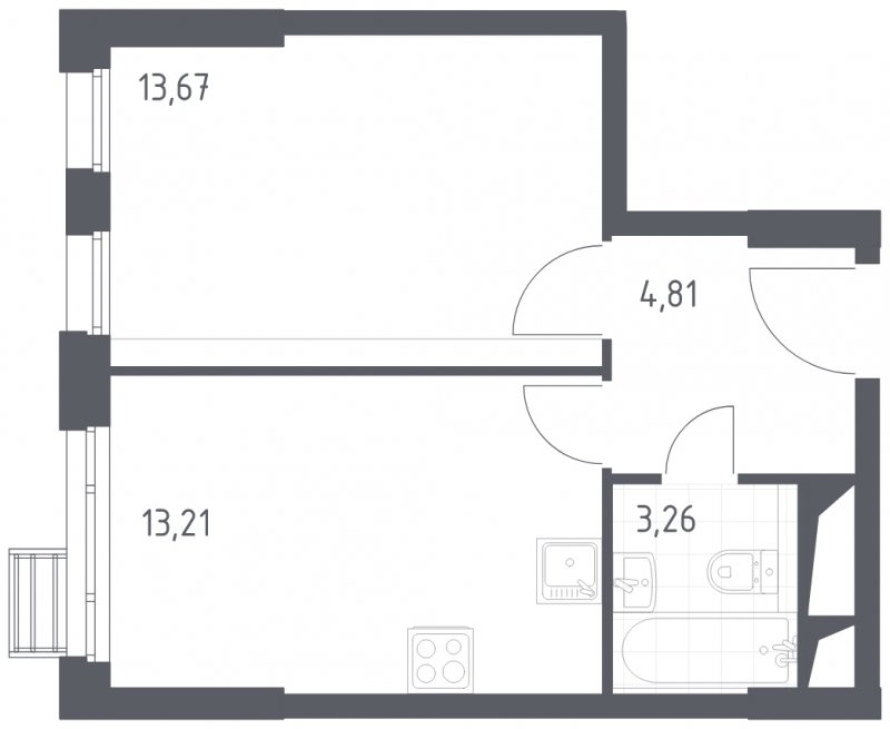 1-комнатные апартаменты с полной отделкой, 34.95 м2, 3 этаж, сдача 4 квартал 2023 г., ЖК Квартал Спутник, корпус 15 - объявление 1612971 - фото №1