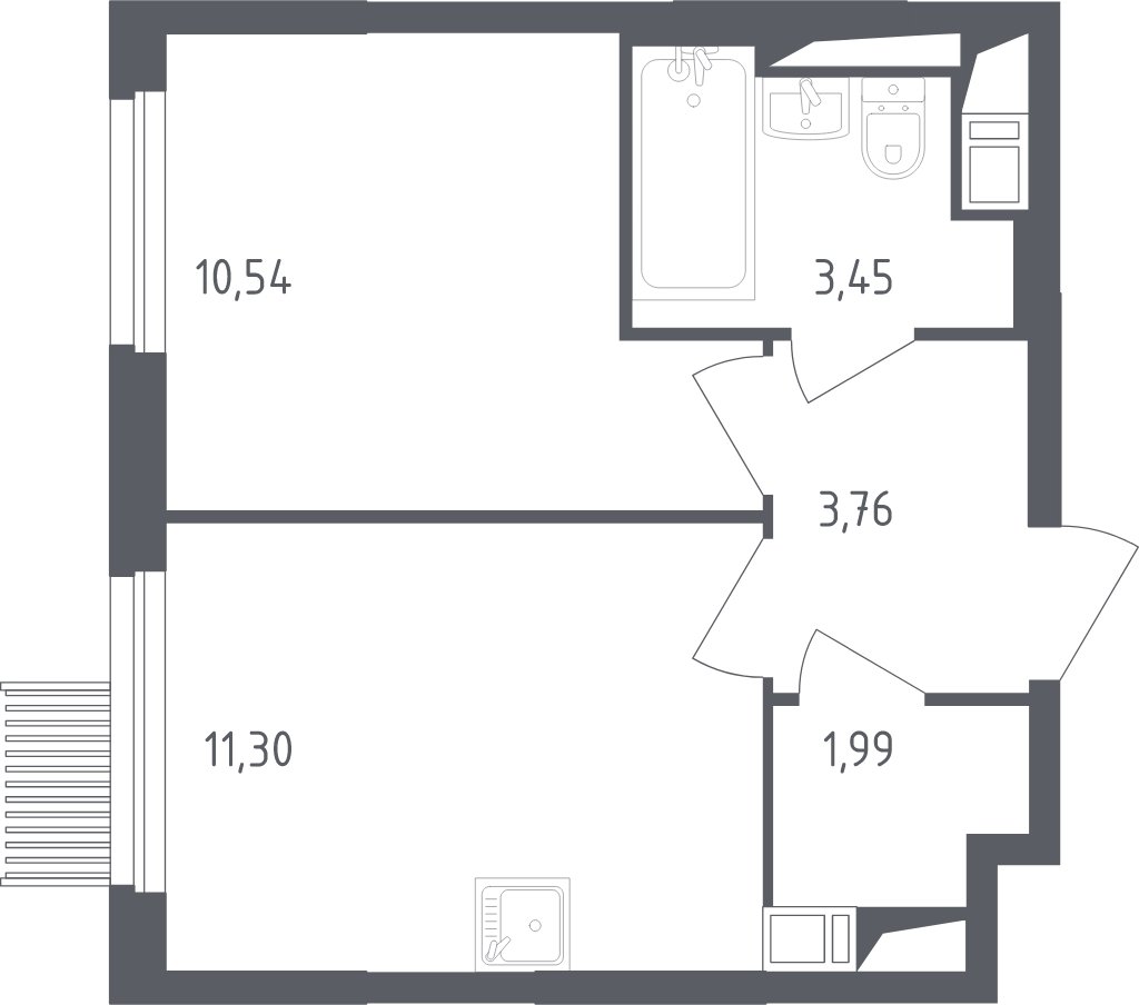 1-комнатная квартира с полной отделкой, 31.04 м2, 12 этаж, сдача 2 квартал 2023 г., ЖК Мытищи Парк, корпус 1 - объявление 1980988 - фото №1