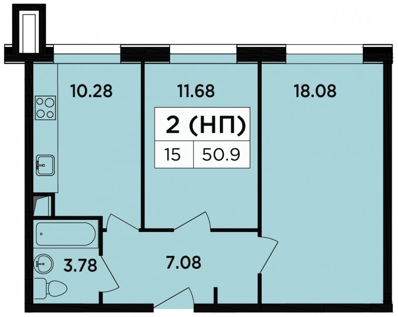2-комнатные апартаменты 50.9 м2, 3 этаж, дом сдан, ЖК Легендарный Квартал на Березовой  аллее, корпус 5 - объявление 1542203 - фото №1