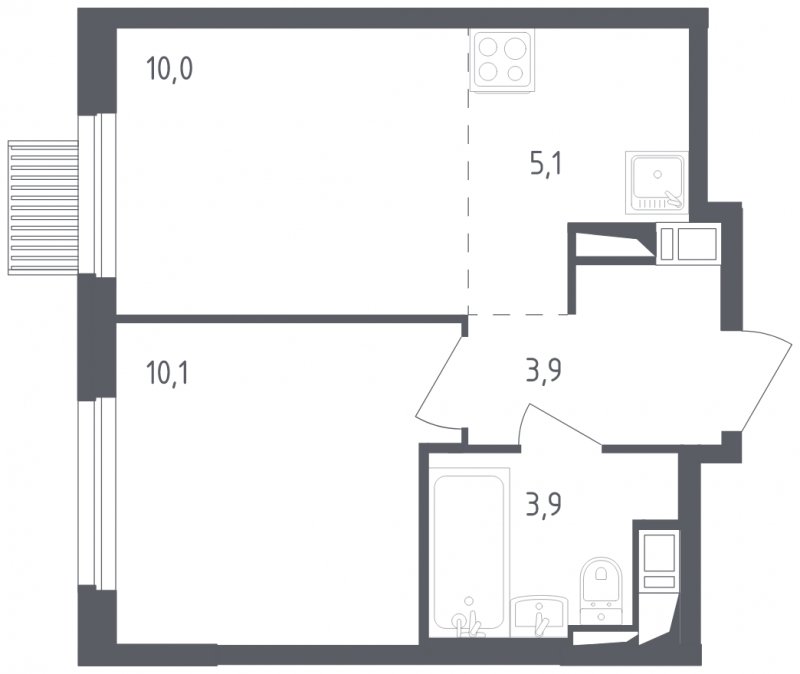 2-комнатная квартира с полной отделкой, 33 м2, 10 этаж, сдача 2 квартал 2024 г., ЖК Мытищи Парк, корпус 3 - объявление 1822452 - фото №1