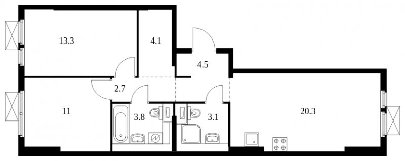 2-комнатная квартира с полной отделкой, 62.8 м2, 4 этаж, сдача 1 квартал 2025 г., ЖК Середневский лес, корпус 3.2 - объявление 1848957 - фото №1