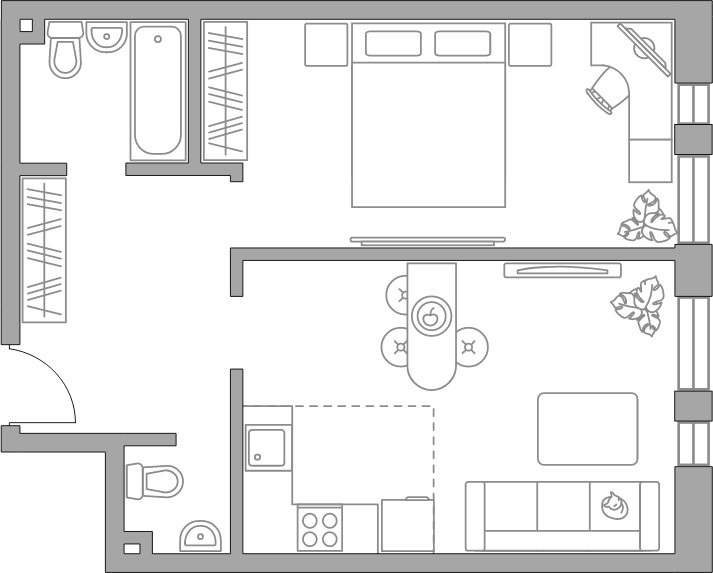 2-комнатная квартира без отделки, 49.3 м2, 26 этаж, сдача 2 квартал 2025 г., ЖК MYPRIORITY Dubrovka, корпус 1 - объявление 1993222 - фото №1