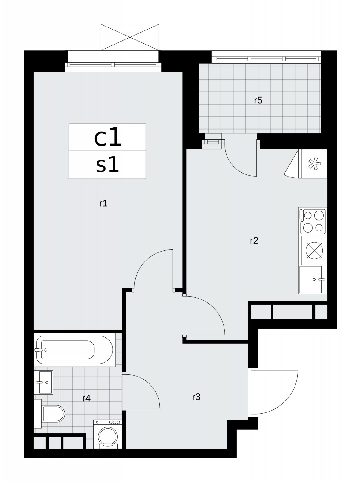 1-комнатная квартира с частичной отделкой, 38.3 м2, 12 этаж, сдача 2 квартал 2026 г., ЖК Скандинавия, корпус 25.3 - объявление 2283953 - фото №1