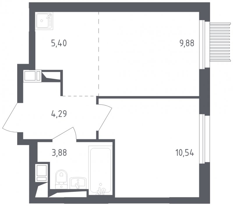 2-комнатная квартира с полной отделкой, 33.99 м2, 10 этаж, сдача 2 квартал 2023 г., ЖК Мытищи Парк, корпус 1 - объявление 1747695 - фото №1