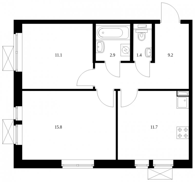 2-комнатная квартира с полной отделкой, 51.8 м2, 15 этаж, сдача 4 квартал 2023 г., ЖК Саларьево Парк, корпус 48.3 - объявление 1947133 - фото №1