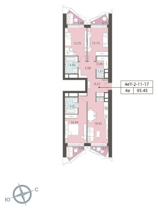 3-комнатная квартира 93.3 м2, 7 этаж, дом сдан, ЖК ЗИЛАРТ, корпус ZILART TOWER - объявление 1943910 - фото №1