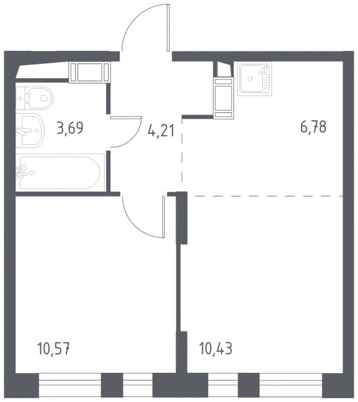 2-комнатная квартира с полной отделкой, 35.68 м2, 16 этаж, сдача 3 квартал 2023 г., ЖК Люберцы, корпус 66 - объявление 1654144 - фото №1