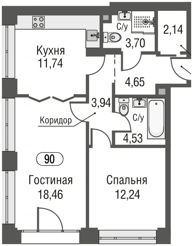 2-комнатная квартира без отделки, 61.4 м2, 10 этаж, сдача 3 квартал 2023 г., ЖК AFI Park Воронцовский, корпус 5 - объявление 1700069 - фото №1