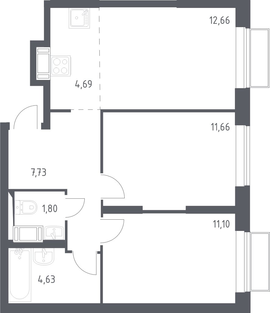 3-комнатная квартира с полной отделкой, 54.5 м2, 3 этаж, сдача 1 квартал 2023 г., ЖК Большое Путилково, корпус 10 - объявление 1978283 - фото №1