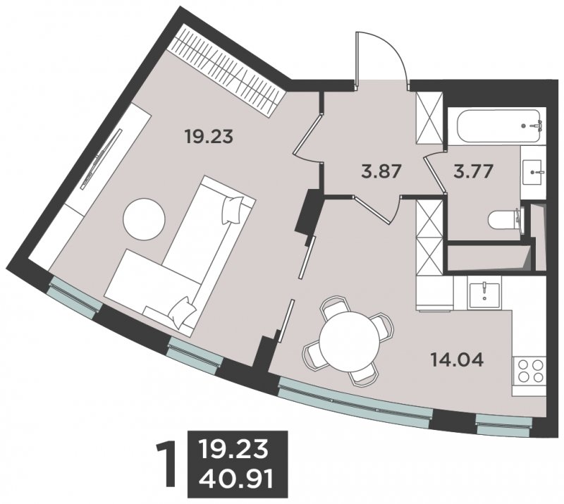 1-комнатная квартира 41 м2, 3 этаж, дом сдан, ЖК Лефорт, корпус 3 - объявление 1660495 - фото №1