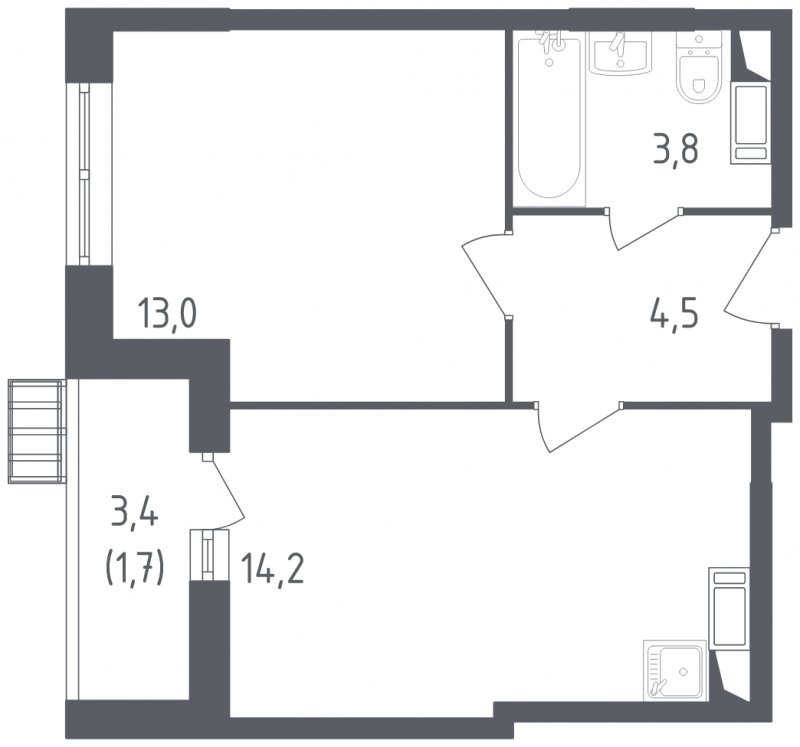 1-комнатная квартира с полной отделкой, 37.2 м2, 7 этаж, сдача 3 квартал 2022 г., ЖК Алхимово, корпус 4 - объявление 1709414 - фото №1