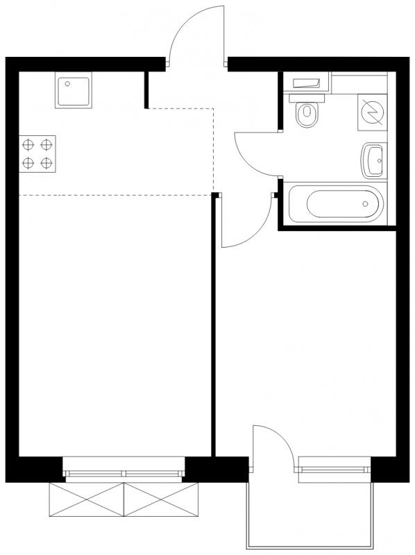 2-комнатная квартира (евро) с полной отделкой, 36.6 м2, 3 этаж, сдача 4 квартал 2024 г., ЖК Саларьево Парк, корпус 66 - объявление 1958977 - фото №1