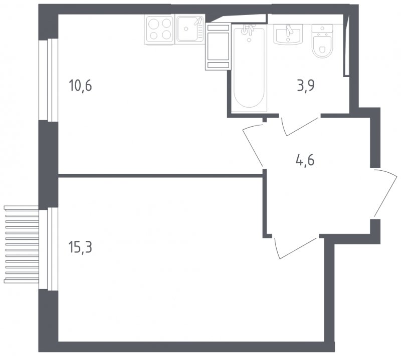 1-комнатная квартира с полной отделкой, 34.4 м2, 12 этаж, сдача 2 квартал 2025 г., ЖК Мытищи Парк, корпус 4 - объявление 1848316 - фото №1